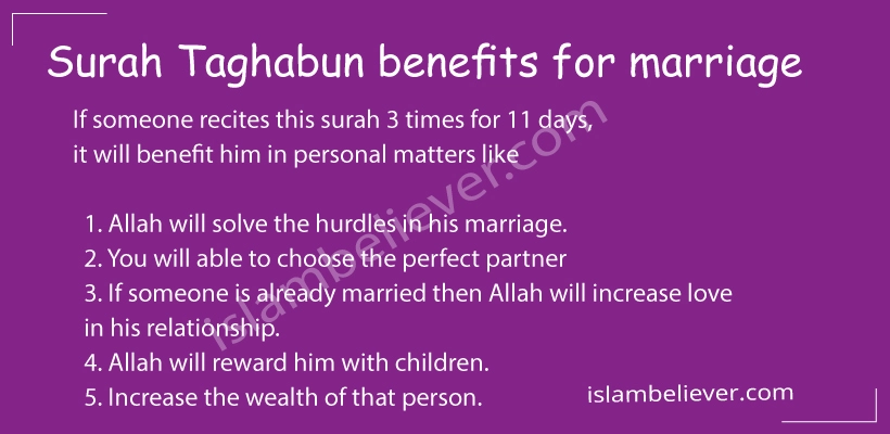 Surah Taghabun benefits for marriage