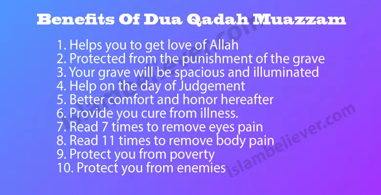 benefits of dua qadah muazzam